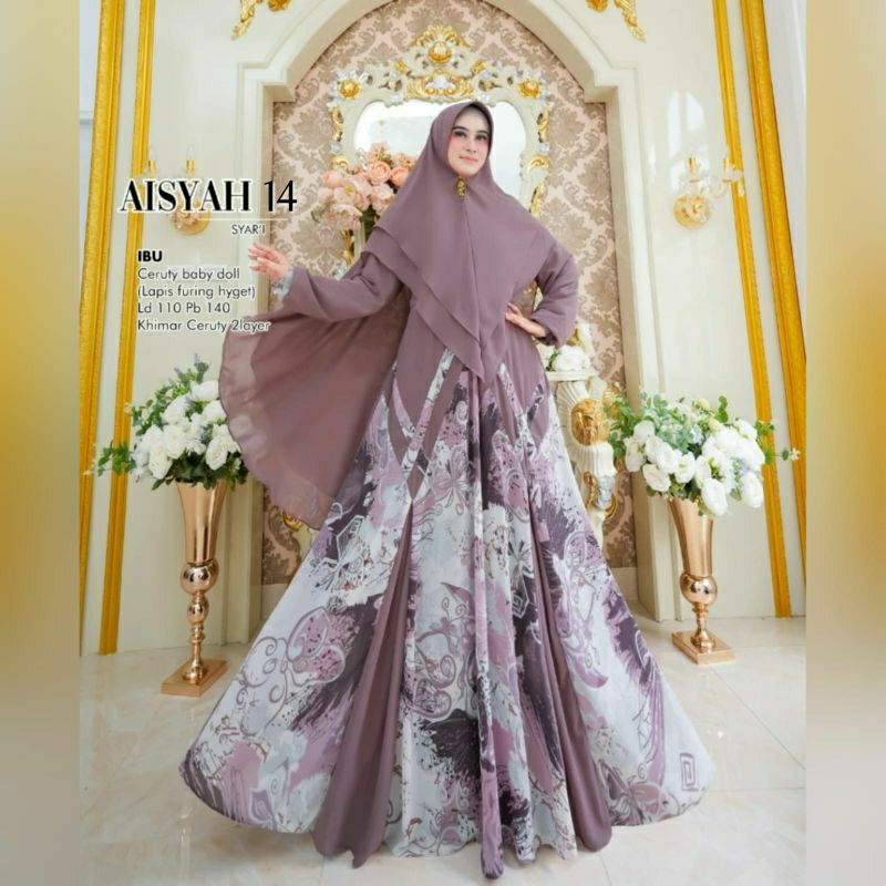 GAMIS PESTA MEWAH ELEGAN AISYAH SYARI / GROSIR BUSANA SURABAYA / / KALILA / SYARI KIDS BAHAN CERUTY 
