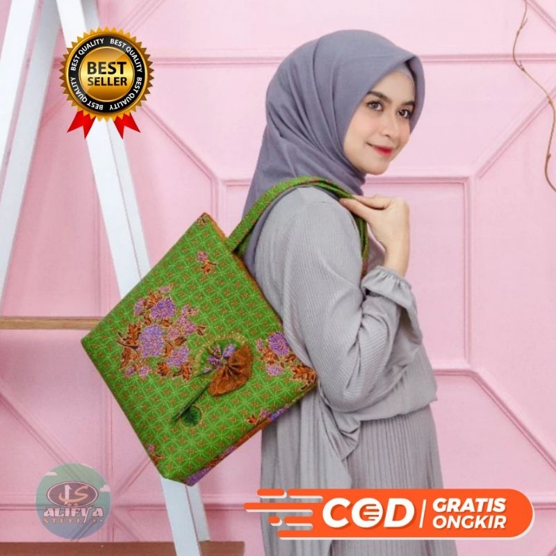 TAS BATIK MUSLIMAT NU PITA BUNGA / Tote Bag Batik Muslimat NU