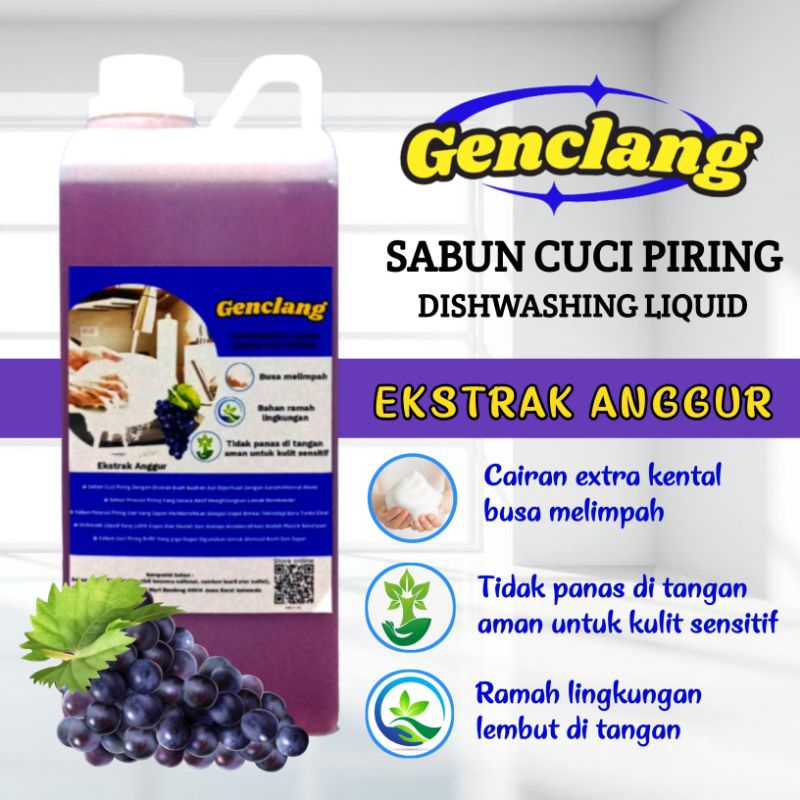 GENCLANG Sabun Cuci Piring Dishwashing Liquid Ekstrak Anggur 1 Liter