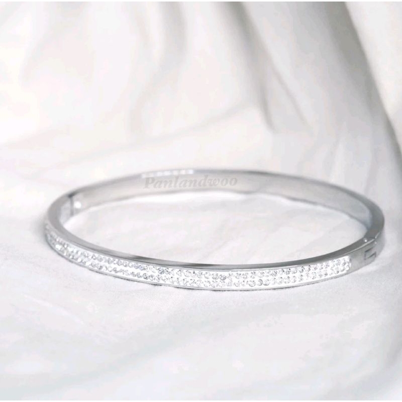 gelang titanium permata silver terbaru