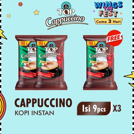 

M0del T3rkini Top Coffee Kopi Instan Cappucino Pack 25 gr isi 6 + 3 pcs x3 [262]