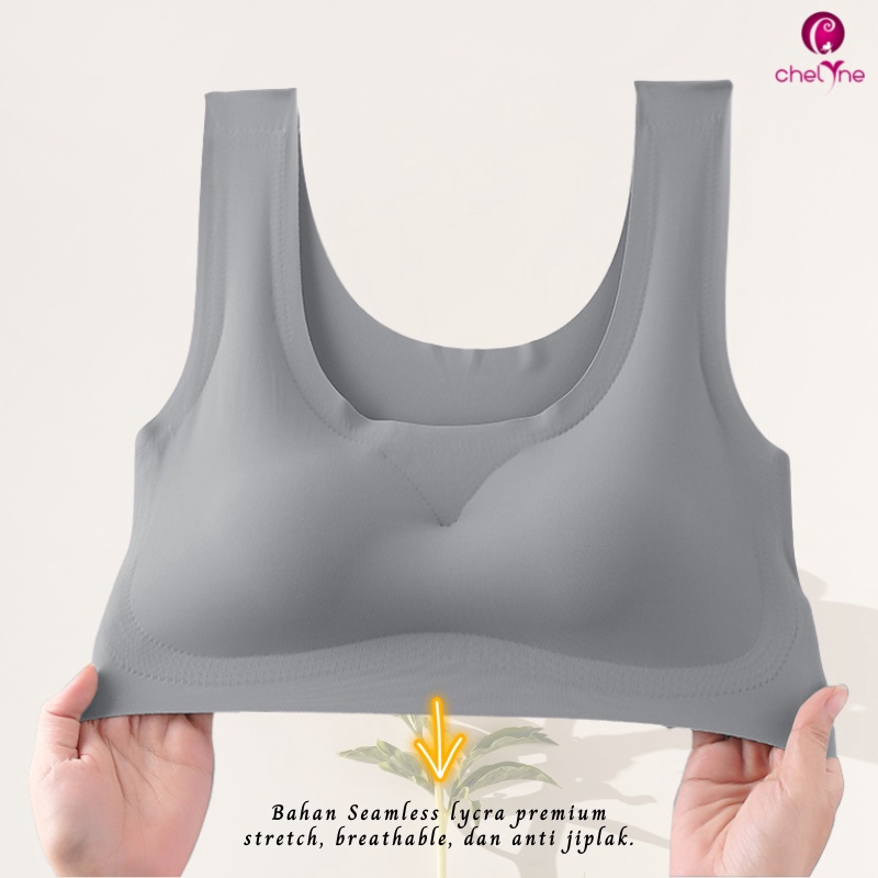 Original Chelyne BH Seamless Lycra S-XL V8807 Premium Full Cup Sport Bra Polos - Comfortable Daily B