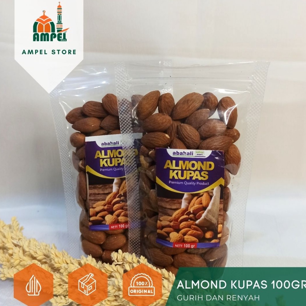 

76 KACANG ALMOND PANGGANG KUPAS 100Gr Kupas Matang Panggang Roasted 92