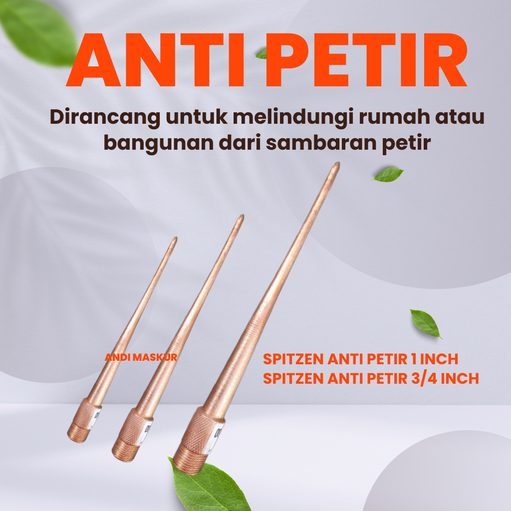 SPITZEN ANTI PETIR 1 INCH 60 CM TEMBAGA ASLI