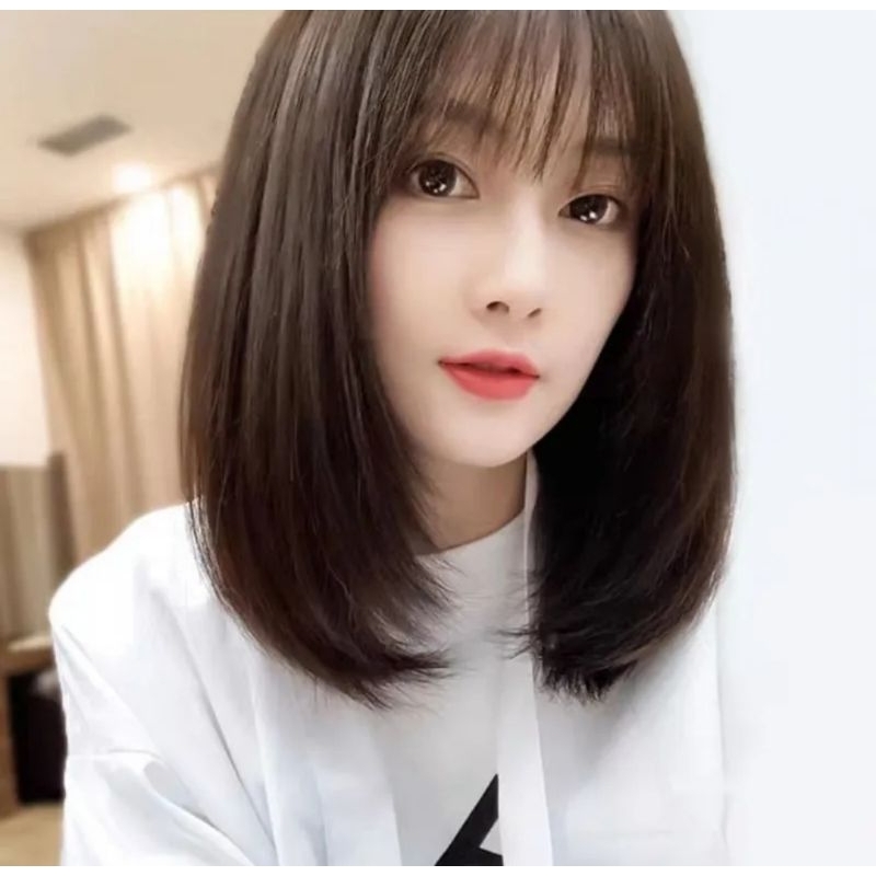 Full Wig Wanita Short Rambut Wanita pendek sebahu model bob korea