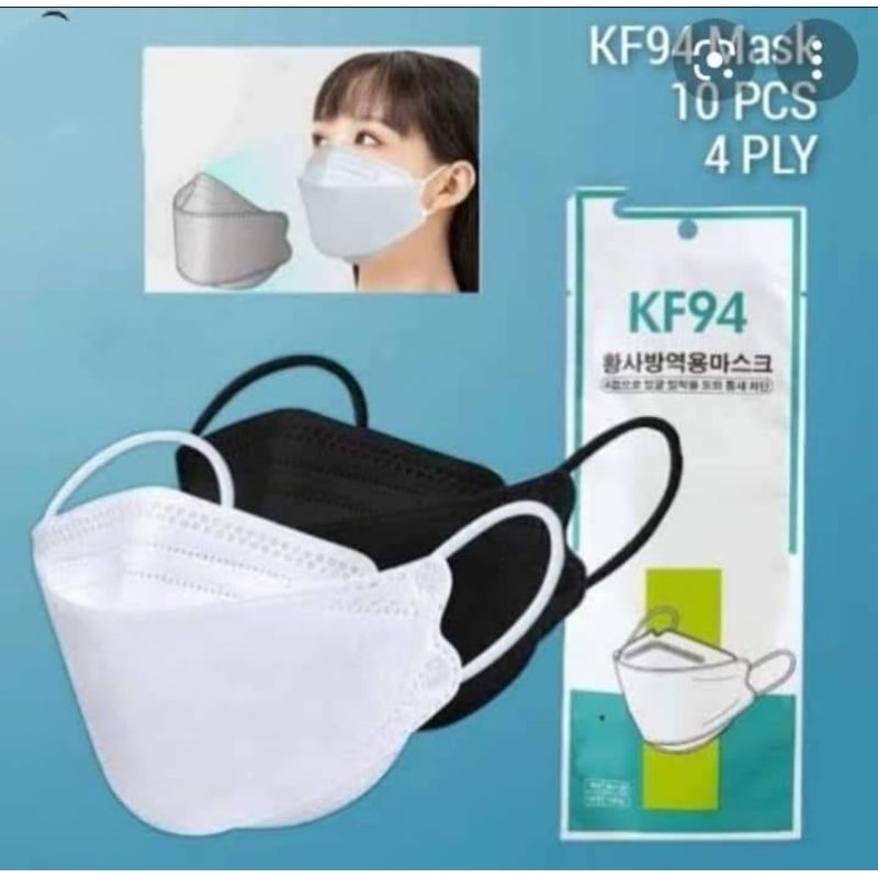 Masker KF 94 warna hitam dan putih isi 10 pc