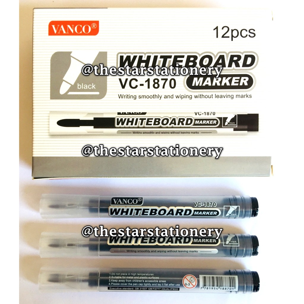 

(1 Biji) GROSIR White Board Marker Vanco VC-1870 Hitam / Spidol Papan Tulis Dapat Dihapus Vanco VC1870 / Vanco VC 1870