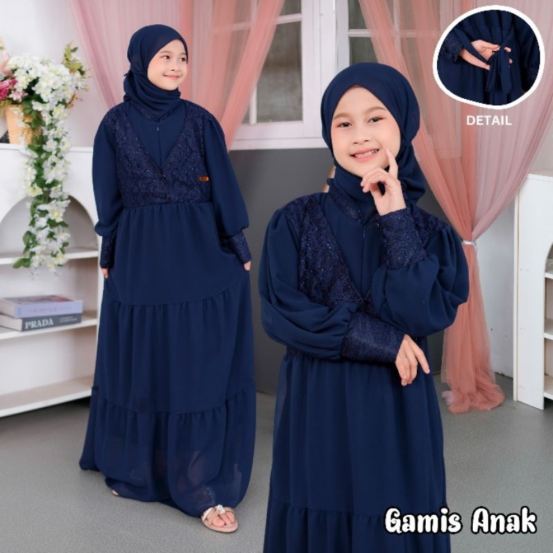 Gamis Muslim Anak Mix Burkat Plus Pasmina Bahan Ciruty Pull Puring