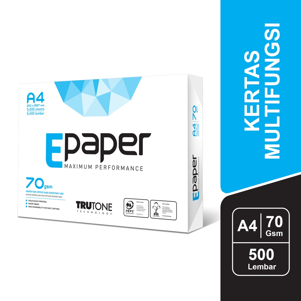 

E Paper Kertas Print / Fotocopy HVS 70 GSM A4 per RIM - ERA PC 70 A4G