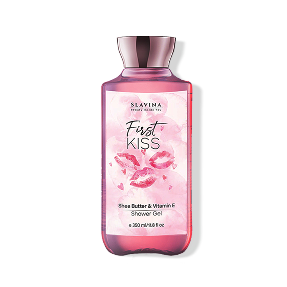 SLAVINA Sabun Mandi Cair First Kiss Wangi Harum Nagita Slavina Mewah Elegan Lama Shower Gel Shea Butter + Vitamin E  Kesegaran Citrus Manis Vanila Sandalwood 350ml