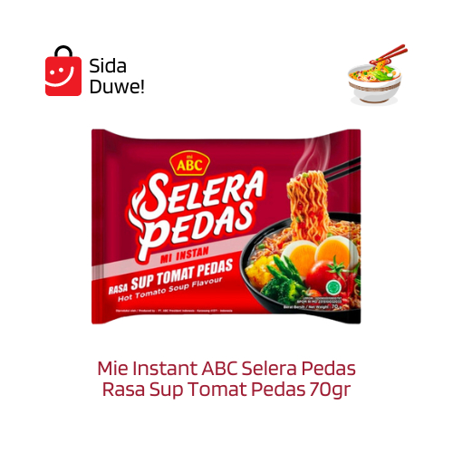 

Mie Instant ABC Selera Pedas - Rasa Sup Tomat Pedas 70gr