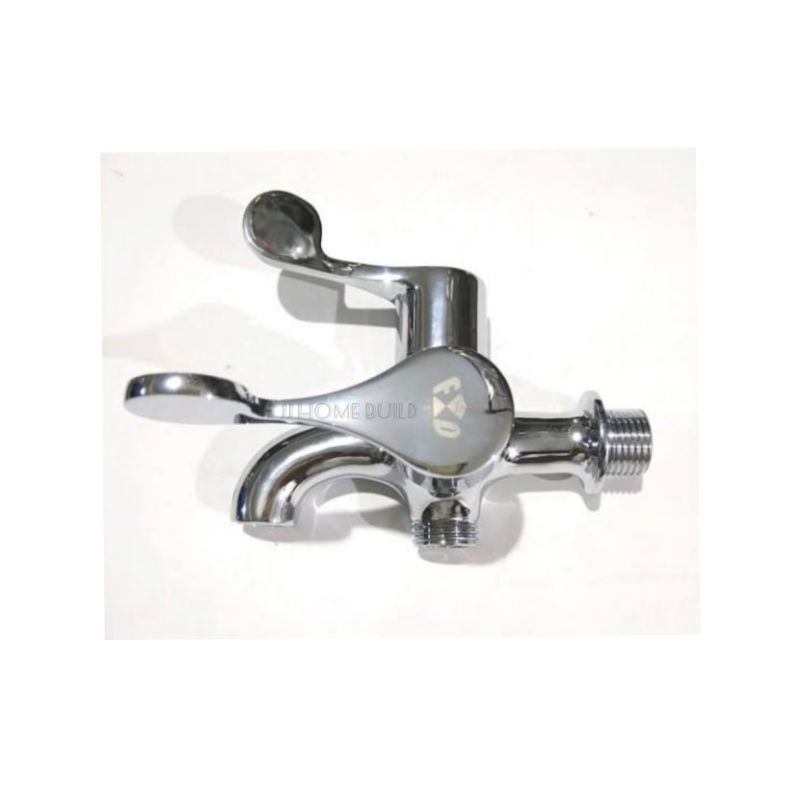 Kran cabang engkol kuningan / Kran shower double