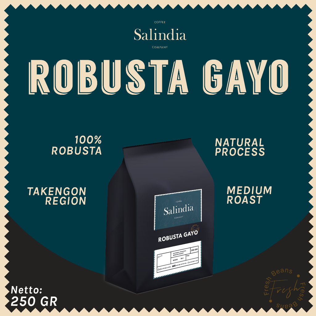 

Kopi Robusta Aceh Gayo 250 Gram - Biji / Bubuk Kopi Salindia Coffee