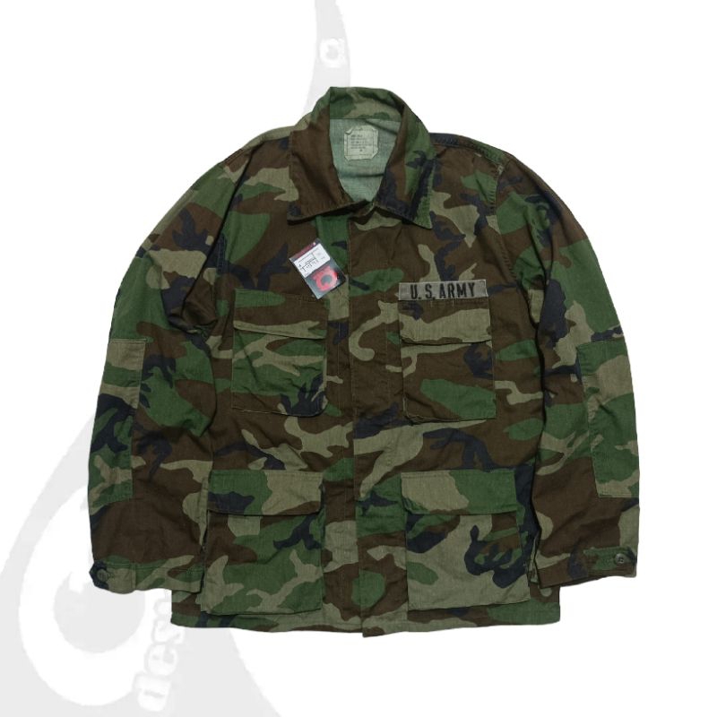 vintage kemeja seragam bdu woodland camo