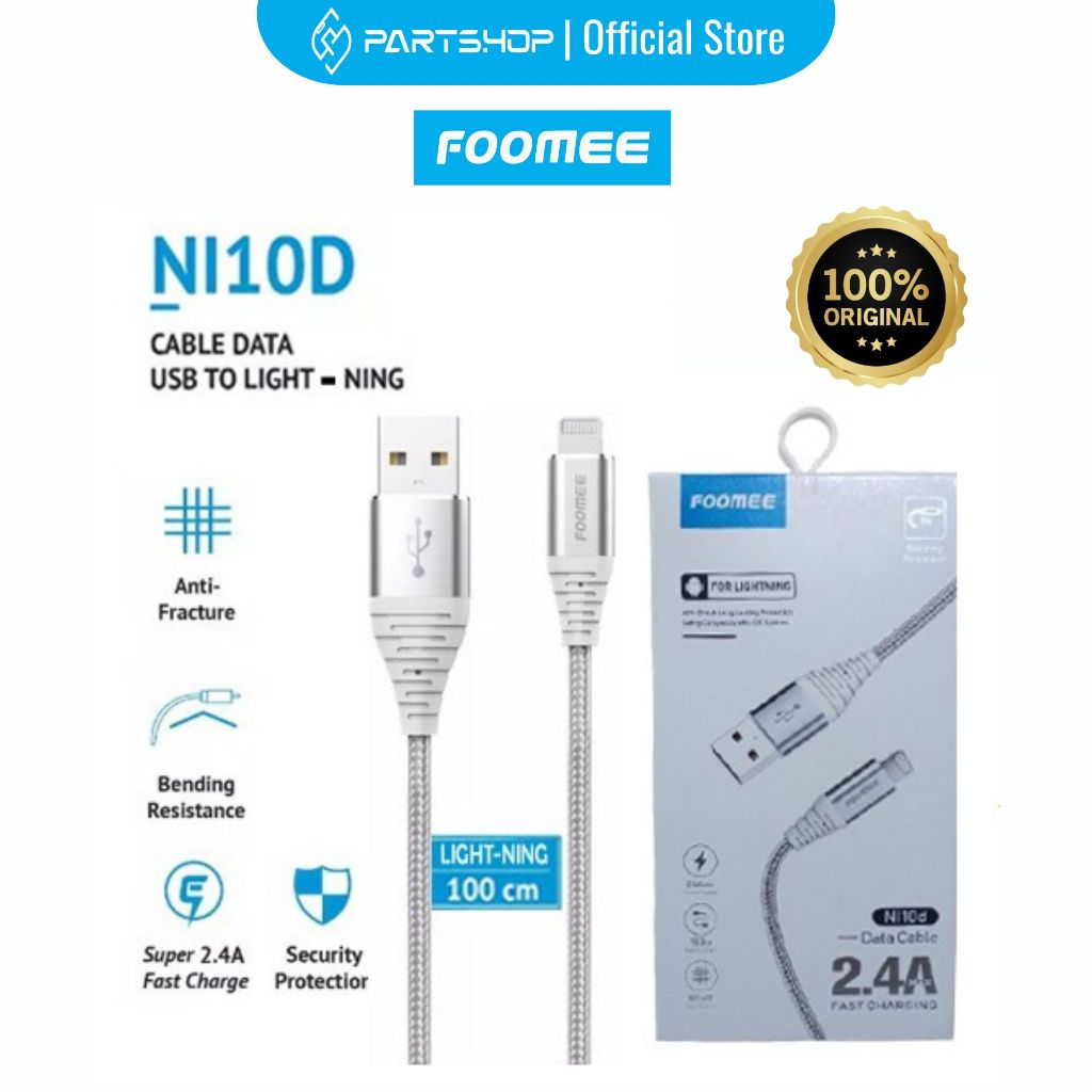 Kabel Data Foomee NI10d Lightning Charger Iphone 2.4A Fast Charging