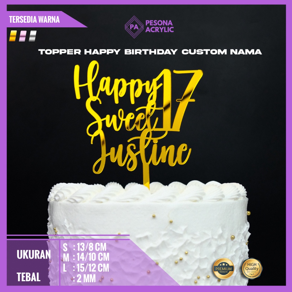 

Produk Keren Topper Cake Custom Nama/Topper Cake Gold Mirror/Topper Cake Custom Mewah 69
