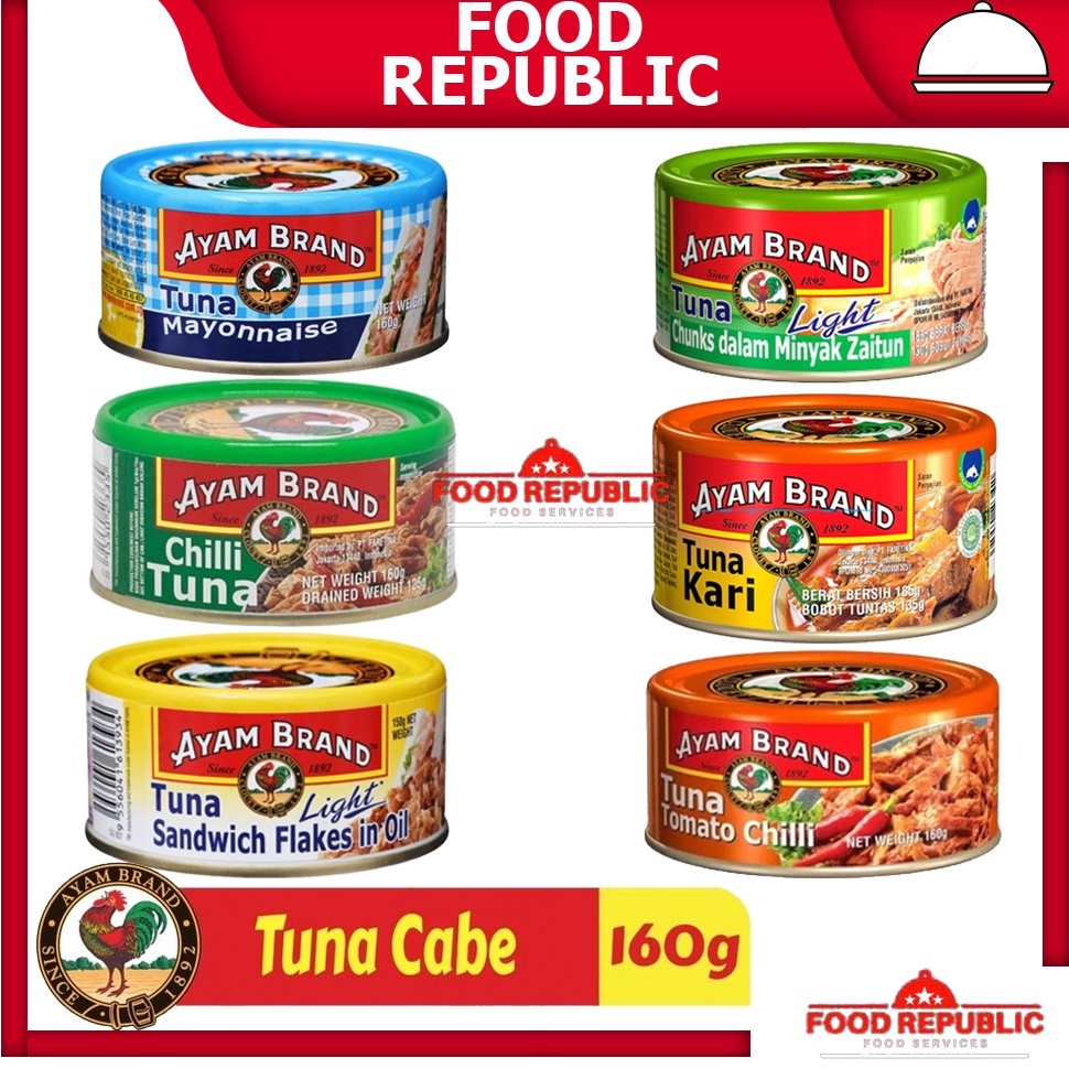 

Pr0duk AYAM BRAND 160 GR IKAN TUNA KALENG TOMAT CHUNKS IN OIL CABE CURRY OLIVE OIL MAYONAISE [244]