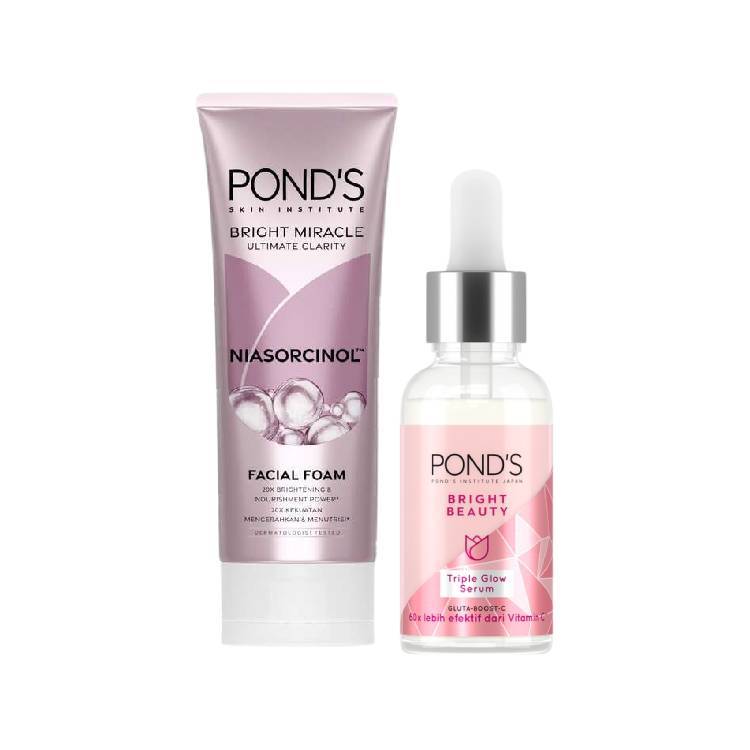 Pond's Bright Miracle Ultimate Clarity Niasorcinol Facial Foam 100gr & Ponds Bright Beauty Tripleglo