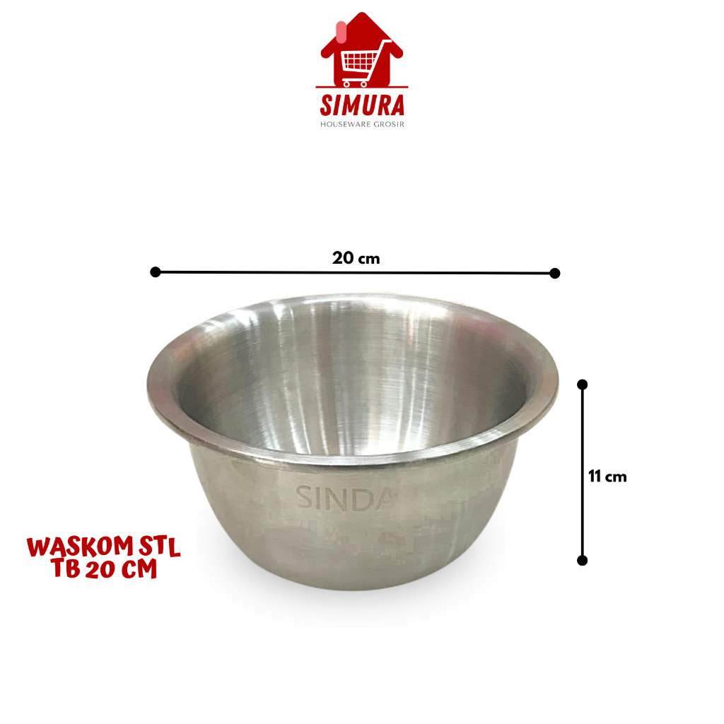 BASKOM STAINLESS TB 20CM | WASKOM STAINLESS | BASKOM WADAH BEKAS MINYAK | WASKOM SERBAGUNA | BASKOM 