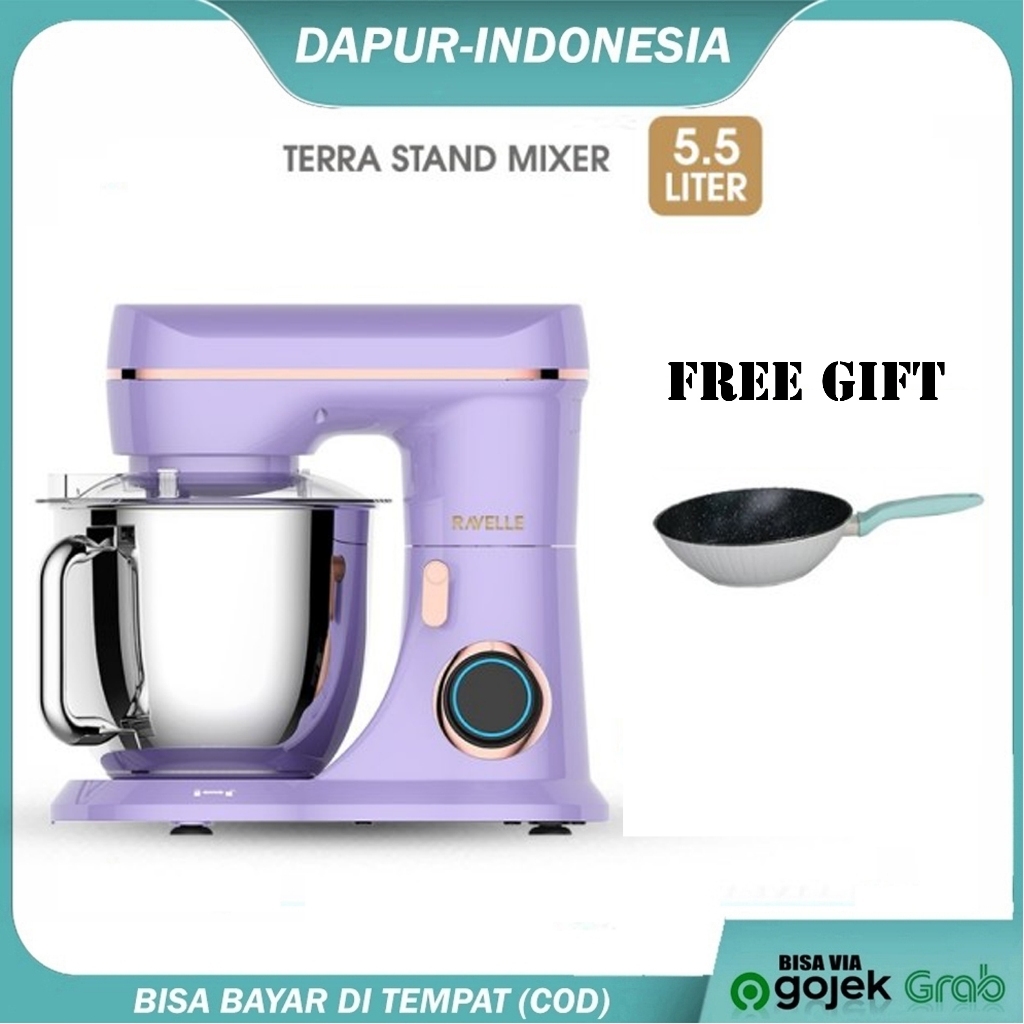 RAVELLE Stand Mixer 5.5L Terra Electric Mixer - Platinum Lavender