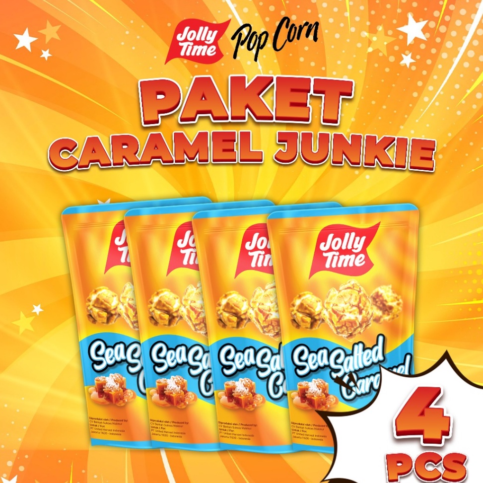 

[♡A47>] Jolly Time Popcorn - Paket Caramel Junkie (4 pcs Sea ed Caramel) -Live Promo Murah