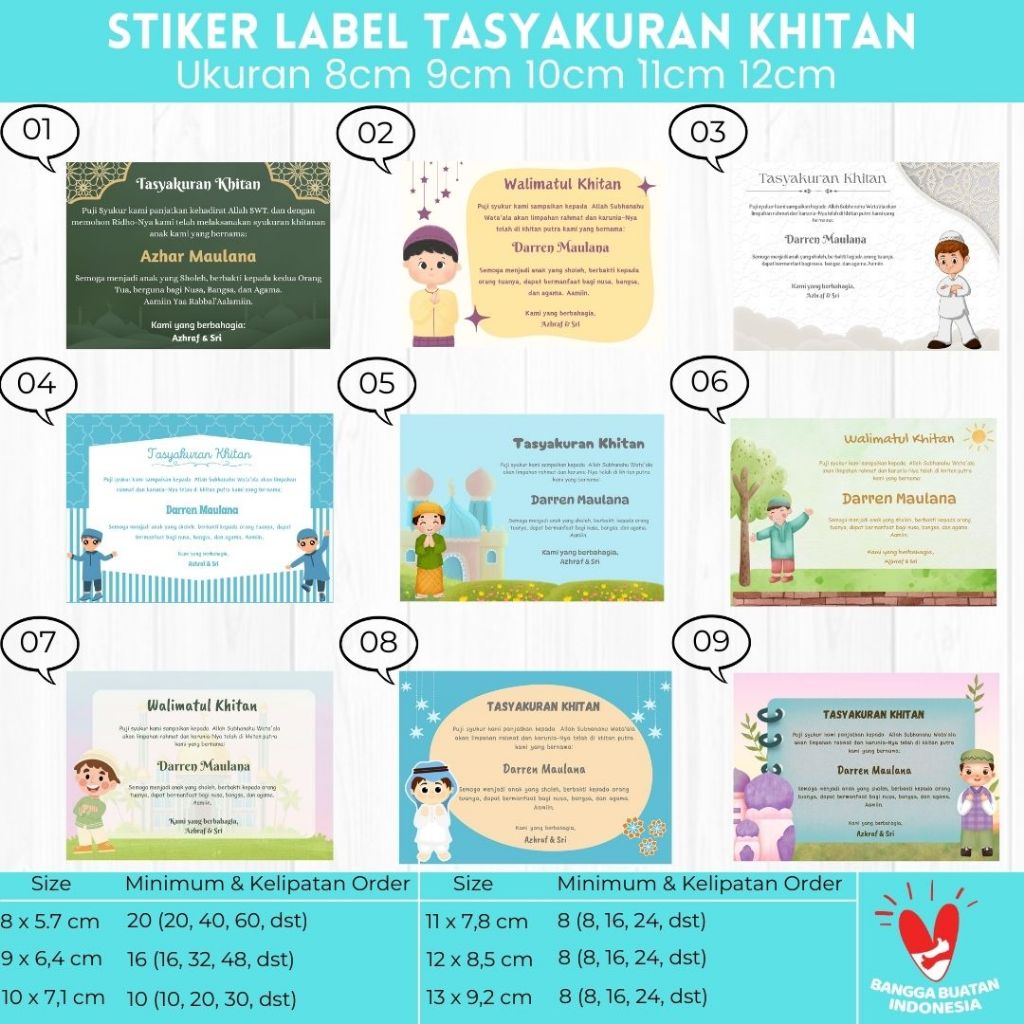 Stiker Label Tasyakuran Khitan Sticker Walimatul Khitan Khitanan Custom