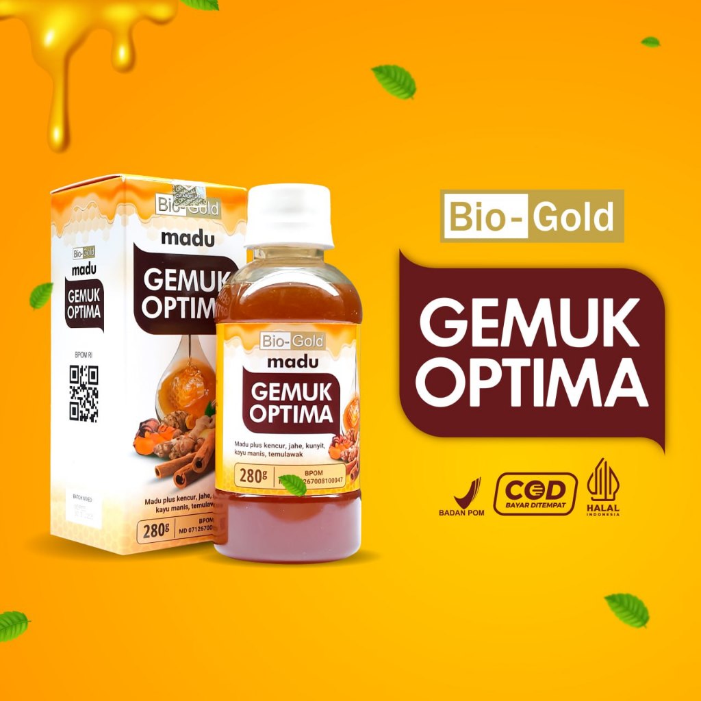 

Madu Gemuk Badan Optima Bio Gold Penambah Berat Badan Ideal BPOM
