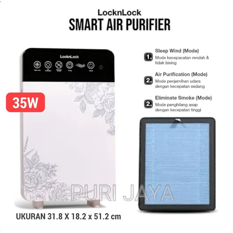 LocknLock HR659 Air Purifier - Penyaring Udara dengan True HEPA Filter