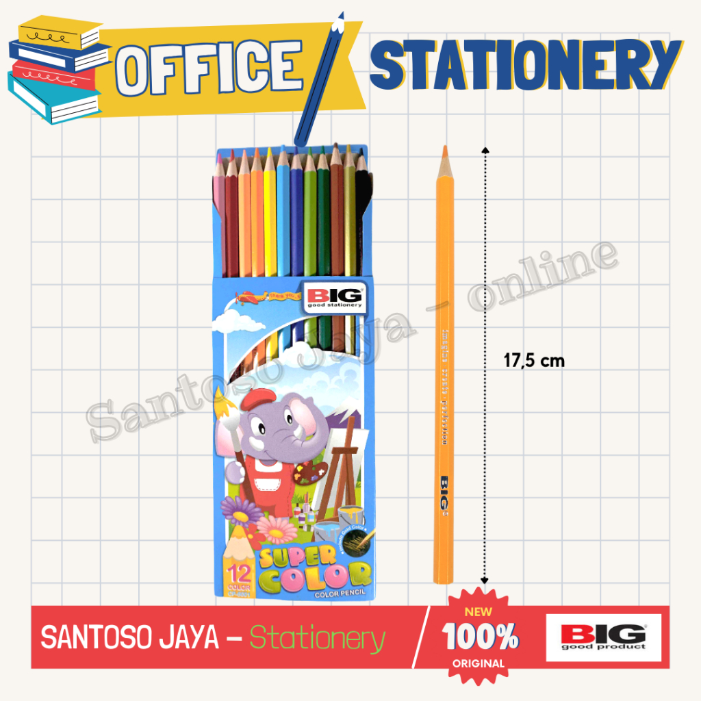 

Pensil Warna BIG - 12 Colour Pencils - 12L Panjang - CP-5001
