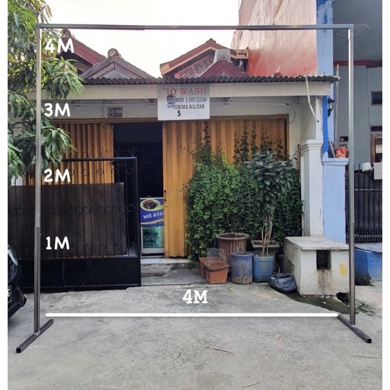 Tiang Backdrop / Tiang Dekorasi / Tiang Gawang Besi 4x4 Kurir dari pembeli