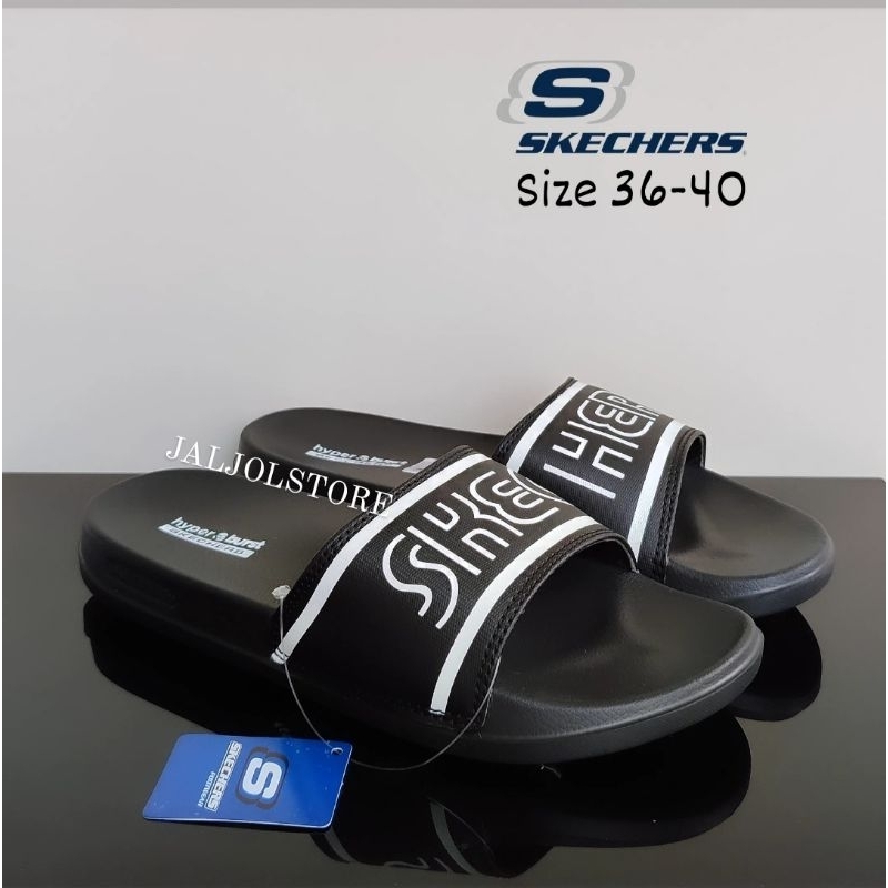 Sandal Skechers HyperBurst BigLine Hitam Wanita Remaja | Sendal Slip On BigLine Women Black