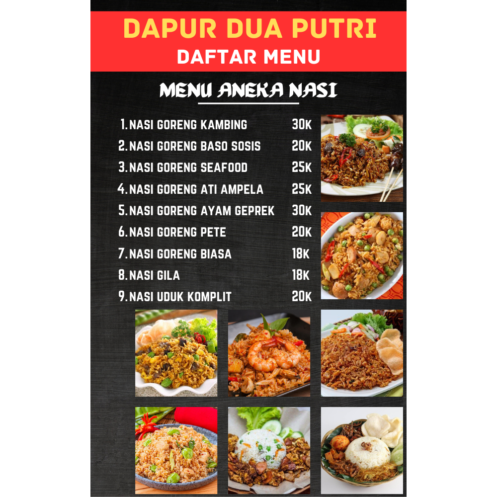 

PROMO DAFTAR MENU JUALAN / DAFTAR MENU RESTORAN / DAFTAR MENU CAFE GRATIS ONGKIR