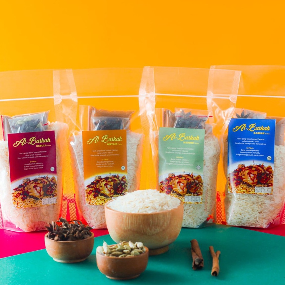 

QLVF9074 TERMURAH Beras basmati dan Bumbu Nasi Kebuli Kabsah Biryani Mandhi Instan AL-BARKAH 400g paket hemat