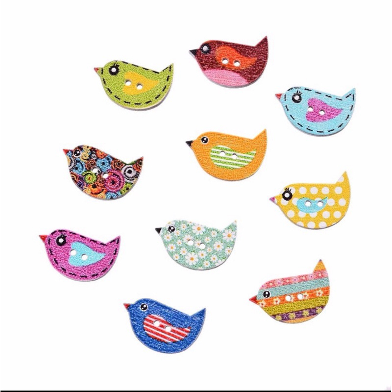 kancing kayu motif burung