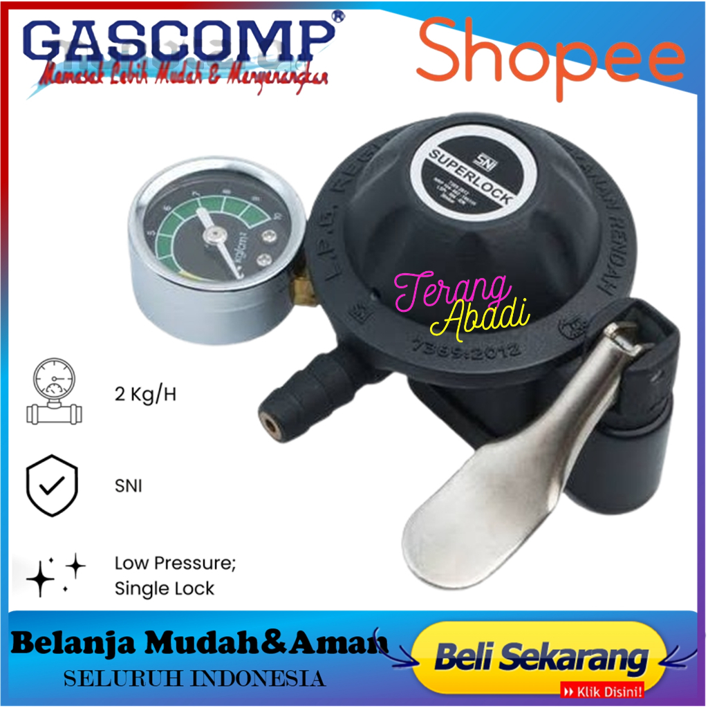 Regulator Gas LPG Gascom GRS-01 Regulator Gas LPG Tekanan Rendah Kepala Gas Super Lock