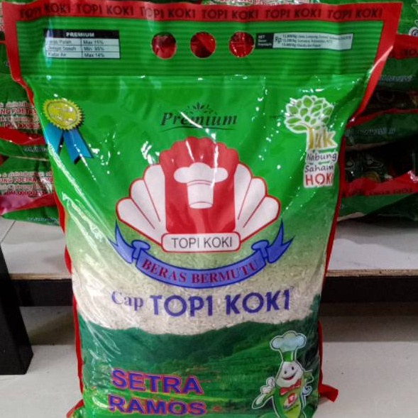 

QRKZ8965 [KODE 77] BERAS CAP TOPI KOKI SETRA RAMOS 5 KG 5KG - TOPI KOKI SETRA RAMOS 5KG