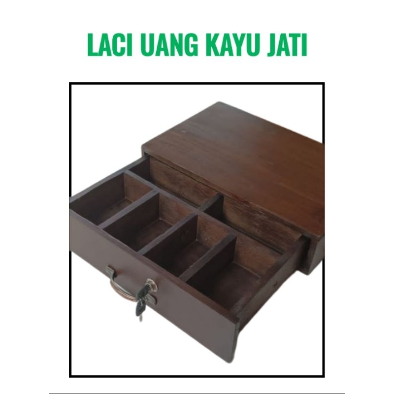 laci uang kasir / kotak tempat uang untuk toko, warung. kayu jati. kuat halus. murah