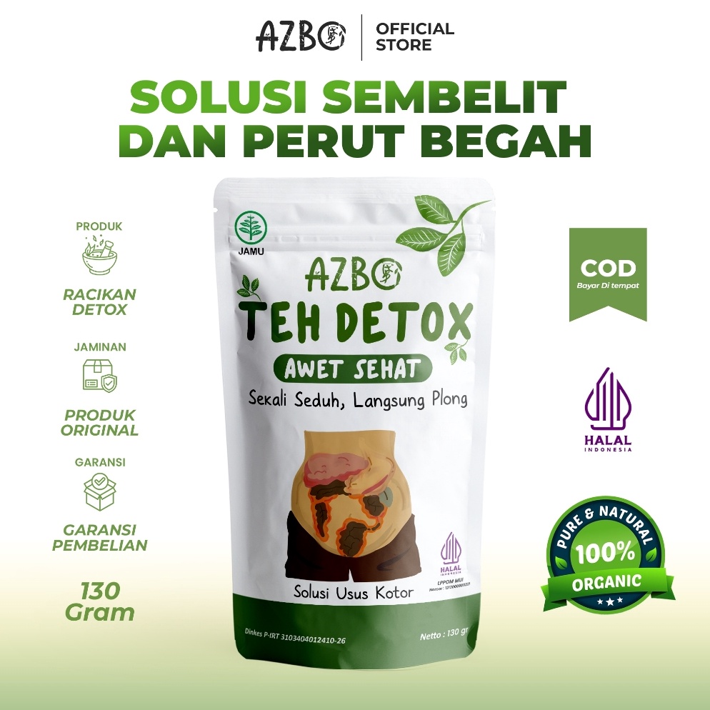 

L44r11s AZBO Teh Detox Pembersih Usus Awet Sehat Atasi Sembelit dan Detox Usus Kotor dan | Minuman Pelangsing Alami Untuk Teman Makan Untuk Detox Usus dan Pencuci Pencernaan Spesial Murah