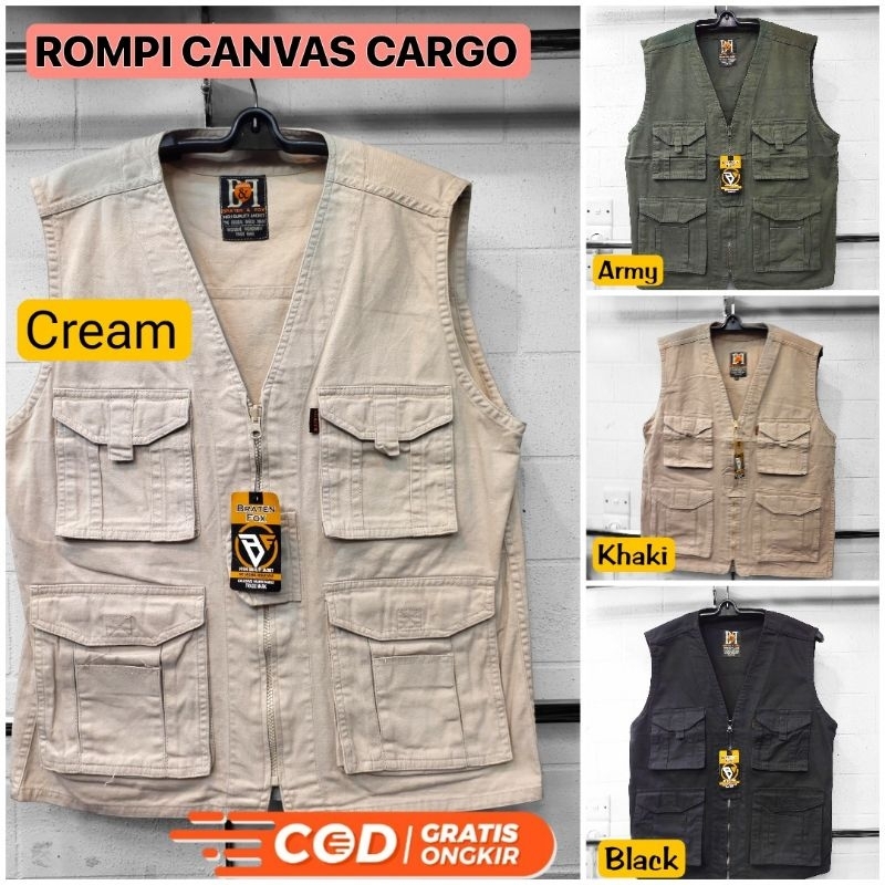 ROMPI KANVAS OUTDOOR (OBLONG) | Seragam | Tactical Vest | Mancing | Lapangan | Jaket V Neck | Kanvas