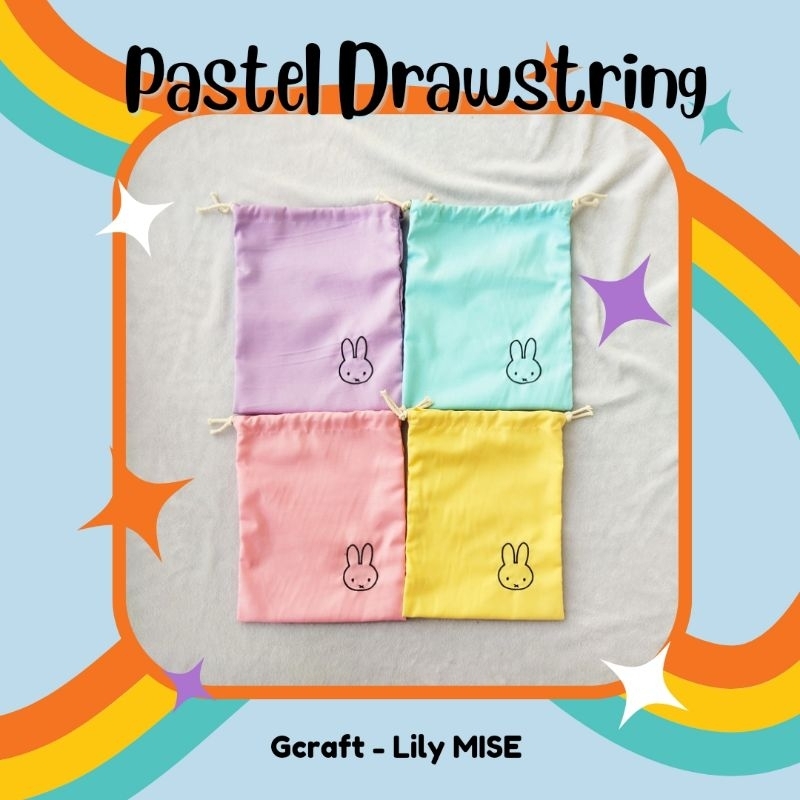 pastel drawstring bag - tas serut pastel - tas serut lucu