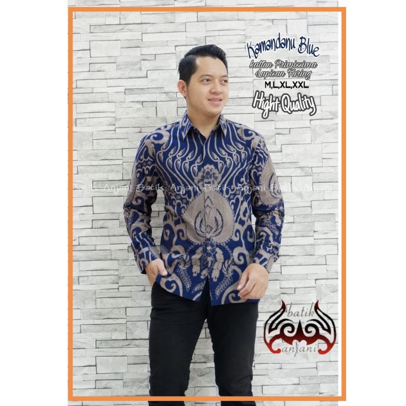 Baju kemeja batik pria Sultan Navy Lapis Furing batik Modern Dongker Hem batik PANJANG LENGAN PENDEK