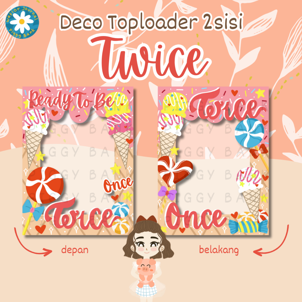 Piggybank- TWICE-Ready To Be Toploader Deco (Photocard Holder)  & Sticker Toploader (Handmade)