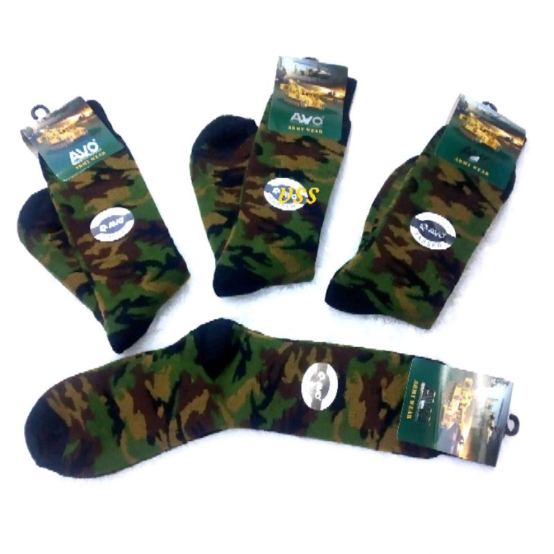 Kaos kaki pria tebal panjang loreng TNI AD premium bahan katun super