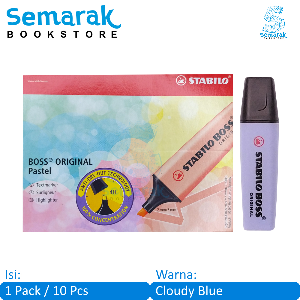 

Stabilo BOSS Pastel Highlighter - Cloudy Blue [1 Pack/10 Pcs]