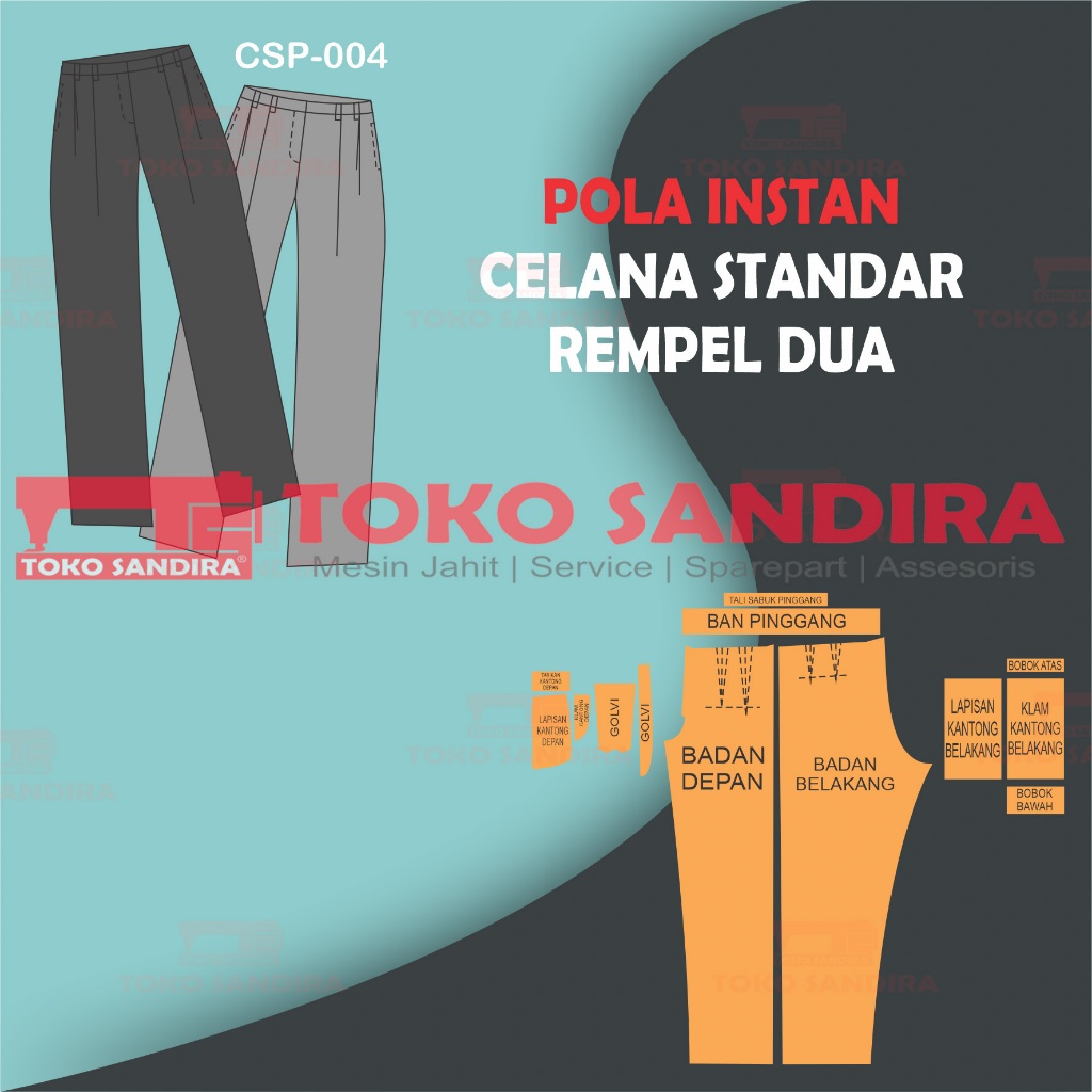 pola celana/pola instan celana standar rempel 2/pola celana Standar pria/pola instan celana rempel 2
