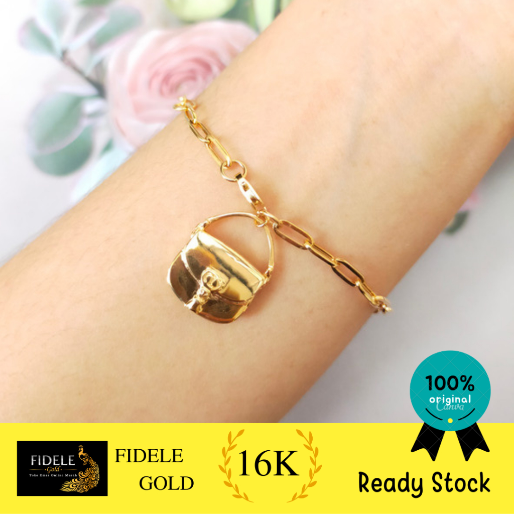 Gelang Bunga tas paperlina Gelang Emas Kadar Tua Emas 700