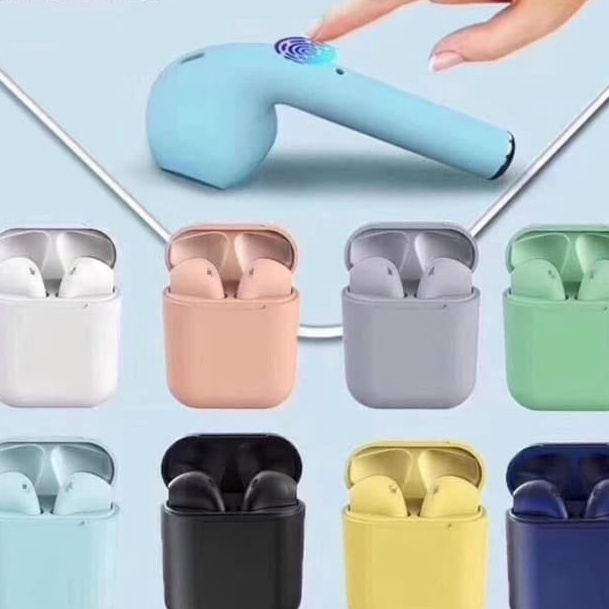 Terbaik.. Grosir headset bluetooth iduabelas Macaron i12 TWS earphone Bluetooth Wireless android