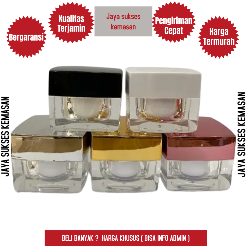 POT CREAM ACRYLIC 10GR KOTAK / POT AKRILIK 10GR SQUARE / POT KOSMETIK 10GRAM