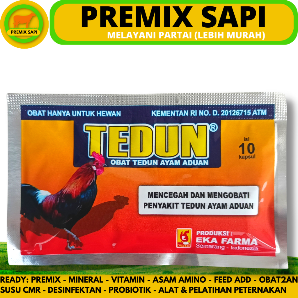 TEDUN 10 KAPSUL EKA FARMA - Obat Ayam Aduan Turun Urat Ayam Pincang Obat Kaki Ayam Turun Urat Bengka