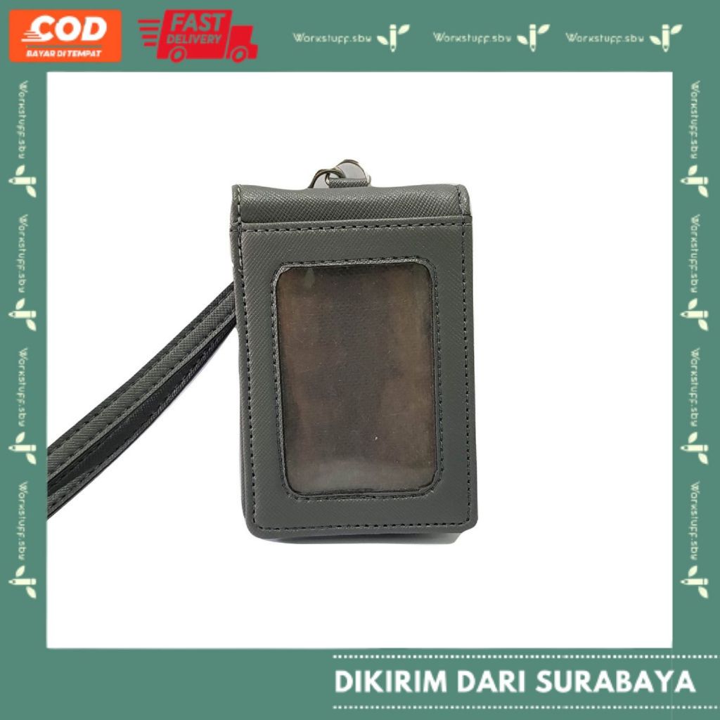 

Aesthetic Name Tag Holder Abu Abu Magnet Slot Uang Termurah ID Card Holder Lanyard